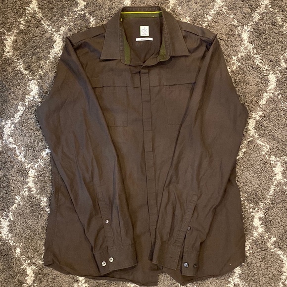 Mens Calvin Klein Green Shirt Sz Large - Picture 1 of 8